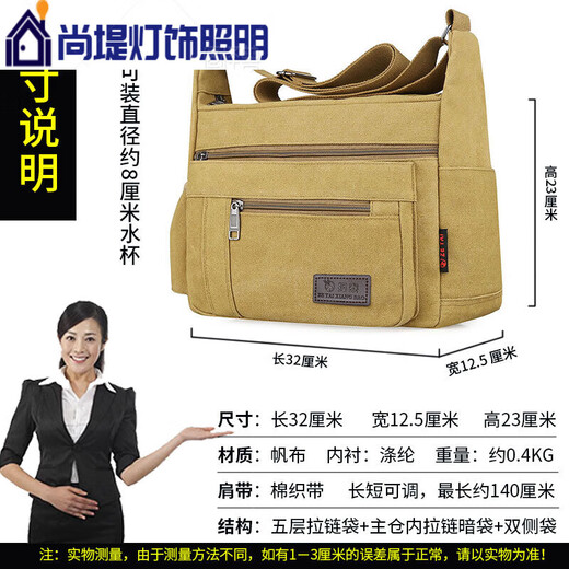Shouli Electrician Hardware Tool Bag Canvas Bag Men's Messenger Bag Multi-layer Zipper Shoulder Bag Large Capacity Tool Bag Brown