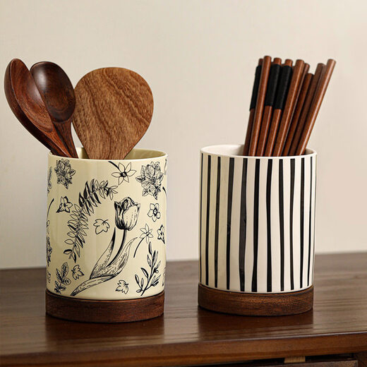Tuojin German imported quality ceramic chopstick barrel holder household kitchen countertop drain quick chopstick cage chopstick bucket storage rack wavy chopstick barrel