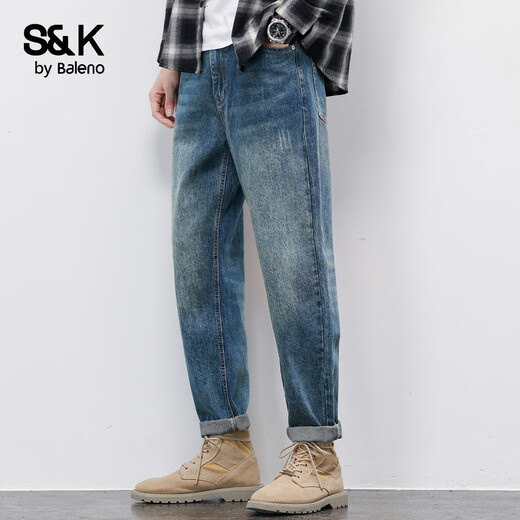 Baleno S&K series American trendy brand retro jeans autumn and winter new casual versatile slim men's trousers