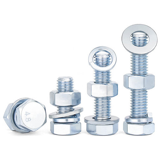Grade 4.8 galvanized external hexagonal screw nut set combination bolt screw rod M6M8M10M12M16M30mm M6*55 (20 sets)