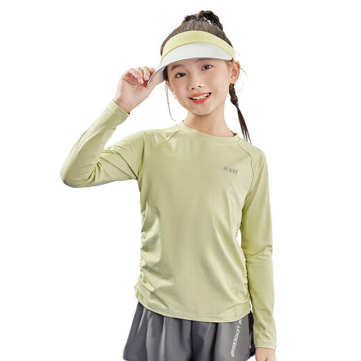 Yoyo one girls quick-drying clothes 2026 new children's tennis training sportswear spring clothes great-looking bottoming shirt badminton clothes 25127 light yellow green quick-drying clothes 120