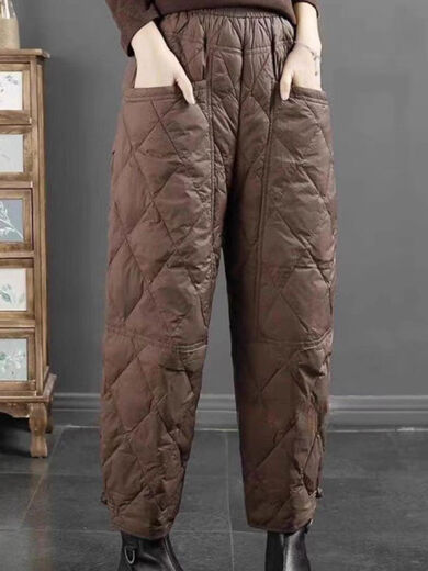 Large size winter super thick down pants for women - 40 degrees below zero 2023 new plus velvet and thickened women's outer wear loose cotton pants black XL XL recommended 140-160 Jin Jin equals 0.5 kg