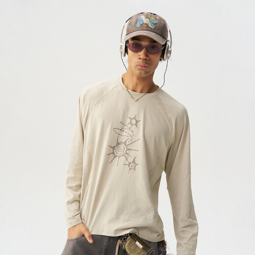 Instant Mountain Monterest outdoor 5A antibacterial moisture absorption quick-drying waffle cationic printed long-sleeved T-shirt Qiansha Xing L