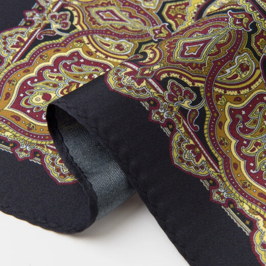AAWENTIES Men's Pocket Square Retro Palace Style Pattern Black Gold Color Business Suit Matching Shows Gentleman's Taste Black_Huawen Rose Picture