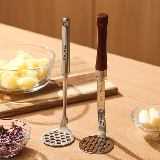 Yusenyi British 316 stainless steel potato mashed mashed artifact 304 press mashed egg food supplement mashed rolling tool spoon 304 steel mashed press all steel thickened version