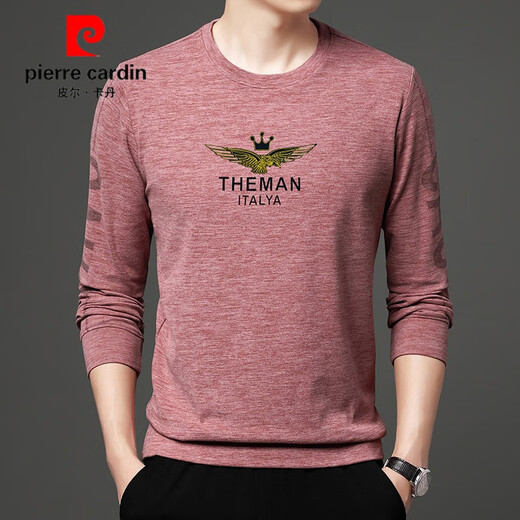 
[Pure Cotton] Pier Cardin middle-aged and young business casual autumn long-sleeved T-shirt base shirt men's body men's men's velvet round neck sweater trendy knitted sweater underwear clothes that are not affordable 9928 camel 165M