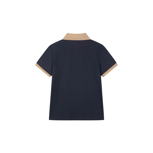 Hush Puppies Children's Clothing Children's Boys 2026 Spring and Summer New Classic Plaid Casual Comfortable Contrast Color Short-Sleeved Polo Shirt Navy Blue 150 cm