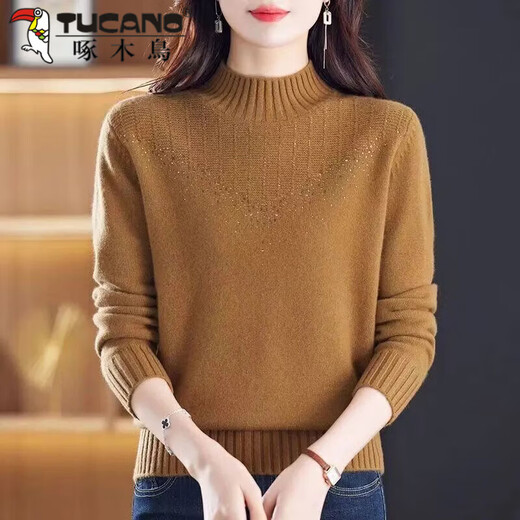 Woodpecker (TUCANO) Half Turtleneck Sweater Women's Thickened 2026 New Autumn and Winter Mom Middle-aged and Elderly Knitted Sweater Large | Size Small Purple S