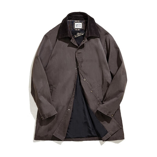 Madden Workwear British Style Oil Wax Windbreaker Jacket Men's Autumn and Winter Gentleman's Feel Mid-Length Retro Coat Waterproof Outer Dark Brown M