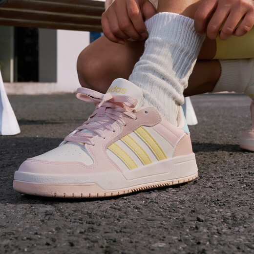Adidas ENTRAP American campus style sports youthful retro basketball style sneakers for men and women Adidas milky white/orange pink/lotus root pink/blue green/yellow 37