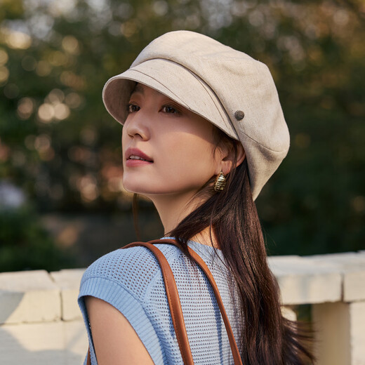Siggi beret women's spring and summer anti-UV hat Japanese solid color face-showing little painter hat octagonal hat women's hat