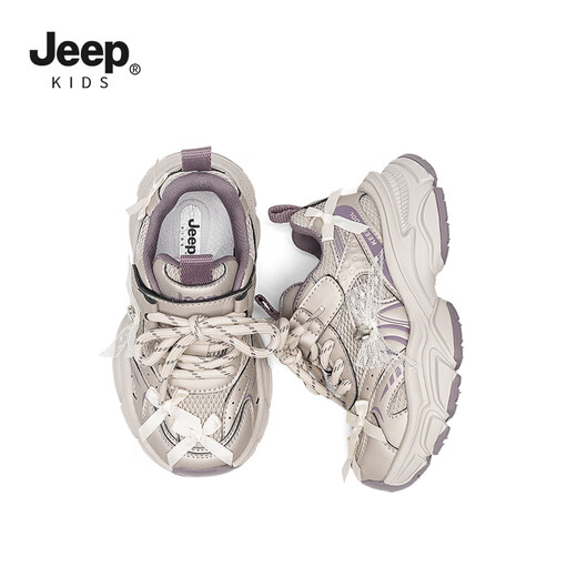 Jeep children's sports shoes 2026 spring new thick-soled dad shoes mesh breathable functional running shoes for boys and girls Mi Purple 26 Shoe inner length 16.6cm