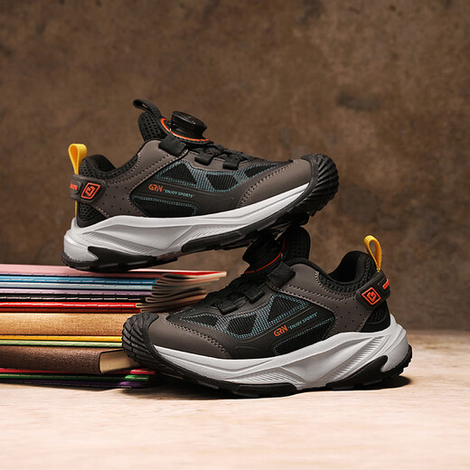 Guirenniao 2026 Spring New Children's Double Mesh Wear-Resistant Sports Casual Shoes for Boys and Girls Student Running Shoes Black (Double Mesh) Size 31 Inner Length 19.8/Foot Length 18.8