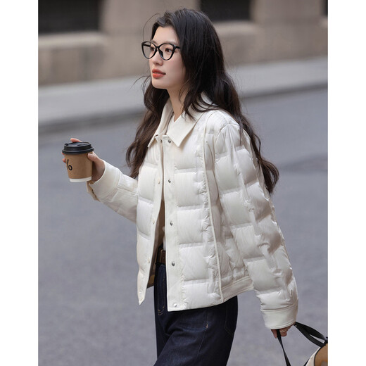 Demana Vanilla 95 Goose Down Winter Wrinkle Lapel Lapel Splicing Slimming Tibetan Down Jacket Women's Premium Feel