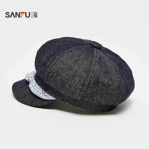Sanfu (SANFU) Japanese hard brim ruffled octagonal hat sweet temperament literary and artistic clothing accessories hat 853460 blue one size