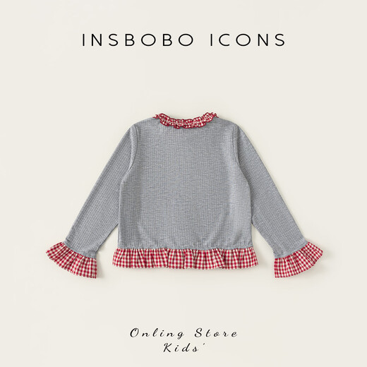 INSBOBO children's clothing girls' coats children's sweaters 2026 new style girls lace tops good-looking clothes spring gray 110