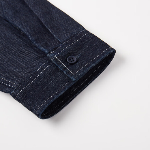 MQD boys' 26 spring new college style workwear lapel washed denim shirt original denim color 120