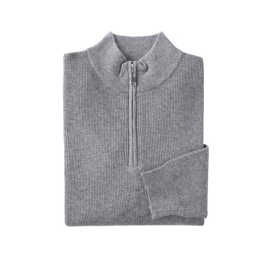 GUSKI brand cardigan men's machine washable worsted sweater spring and autumn solid color half-zip stand-up collar knitted corduroy bottoming sweater medium gray gift box S 165 reference weight 100-120Jin Jin is equal to 0.5 kg