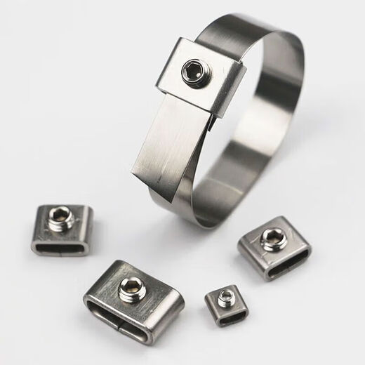 Wenzhi 304 stainless steel packing buckle tooth type L buckle screw buckle metal buckle wire pole hoop pipe clamp fixation 304 25mm tooth buckle (50 pcs)