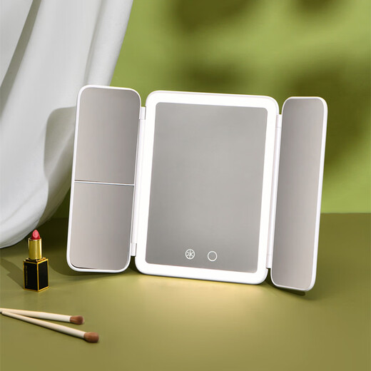 Gift makeup mirror with light LED smart shell mirror flip cover desktop portable makeup mirror as a souvenir makeup mirror + high-end gift box + shopping bag