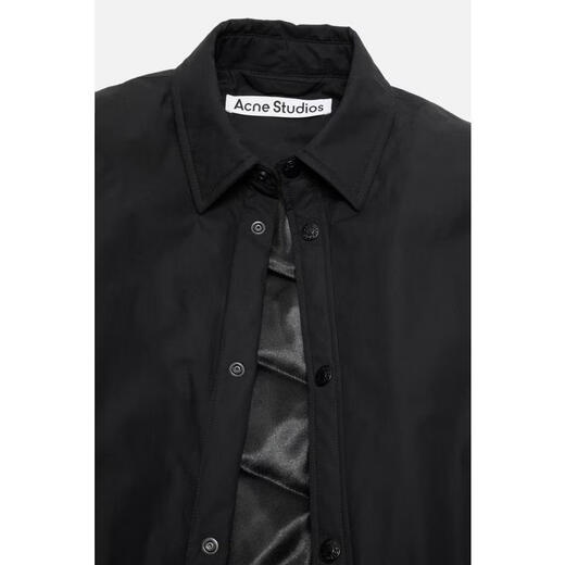 Acne Studios Men's Jacket Warm Windproof Cotton Long Sleeve Spring and Autumn Casual Jacket Simple Black One Size | EU-46