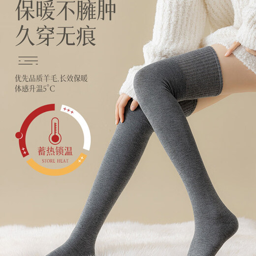 Fenton 2026 New Over-the-Knee Socks Women's Autumn and Winter Bottoming Warm High-Tube Knee Socks Women's High-Tube Pressure Stockings Khaki Lamb Wool Thermal Storage No Longongs Free to Wear One Size 80-120 Jin Jin equals 0.5 kg / Lamb Wool Thermal Storage Warmth