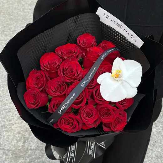 Laiji Flower Express Rose Gift Box Bouquet Confessing Love to Girlfriend Birthday Gift Nationwide Delivery 19 Red Rose Bouquet - Phalaenopsis Style