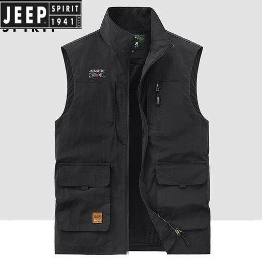 
JEEP SPIRIT Jeep Outdoor Workwear Fishing Vest Men's Spring and Autumn New Multi-Pocket Photography Casual Loose All-match Jacket Khaki (677 Spring and Autumn Style) XL Recommended 135-150Jin [Jin equals 0.5 kg]
