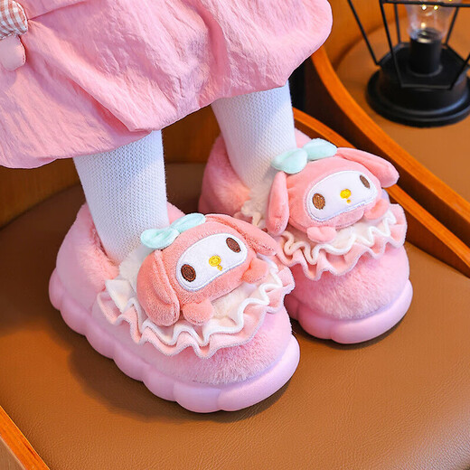 Miyi children's cotton slippers 2026 new winter Kuromi girls indoor cute warm non-slip cotton shoes for girls baby purple Kuromi 33 32 (32/33 size inner length 20.5CM)