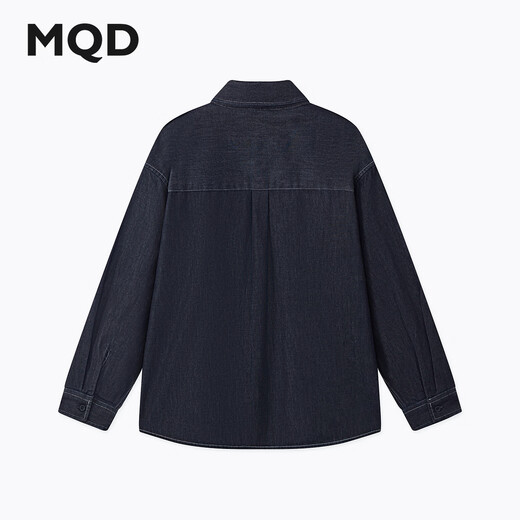 MQD boys' 26 spring new college style workwear lapel washed denim shirt original denim color 120