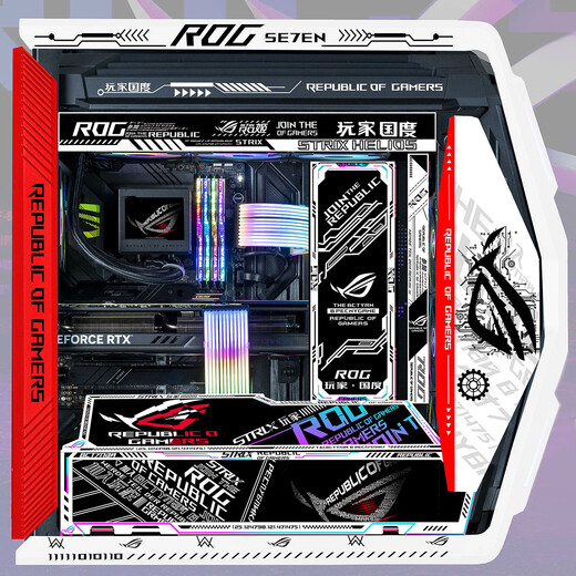 ASUS (ASUS) ROG GR701 Создание Божье дело о снежном случае, дует снежного дела Ева Асука Co-Brened Desktop Case Argb Light Board Полная башня на заказ белый корпус мощный охлаждение водяной охлаждение rog Страна игрока (черно-белое создание God + Light Board)