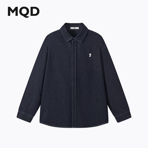 MQD boys' 26 spring new college style workwear lapel washed denim shirt original denim color 120
