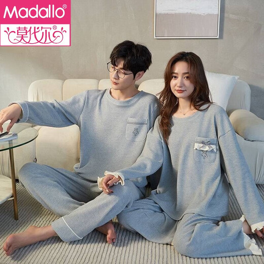 Modal brand couple pajamas one man and one woman spring and autumn pure cotton thin comfortable breathable long-sleeved lover home clothing set ZX men 15810 women 2581 M women + men XL
