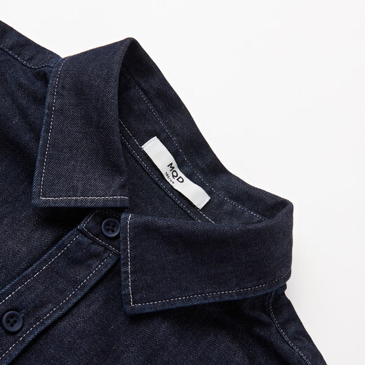 MQD boys' 26 spring new college style workwear lapel washed denim shirt original denim color 120