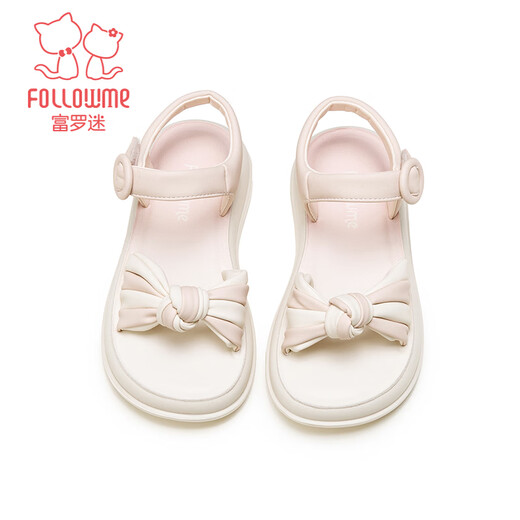 Fuluo Mi Girls Sandals Fashion Summer New Sweet Bow Princess Sandals Soft Sole Fashion Shoes for Students Pink 27