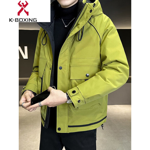 KBXNG Jinba Coldproof Down Jacket Men's Thickened Winter New Trendy American Workwear Light Jacket Jacket Mustard Green XL 150-165Jin Jin is equal to 0.5 kg
