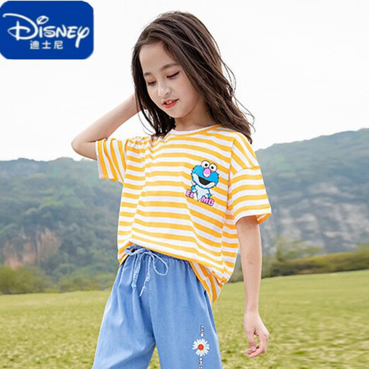 迪士尼（Disney）童装夏装套装2024新款10岁女孩中童大童洋气短袖衣服炸街两件套15 829紫色 150cm