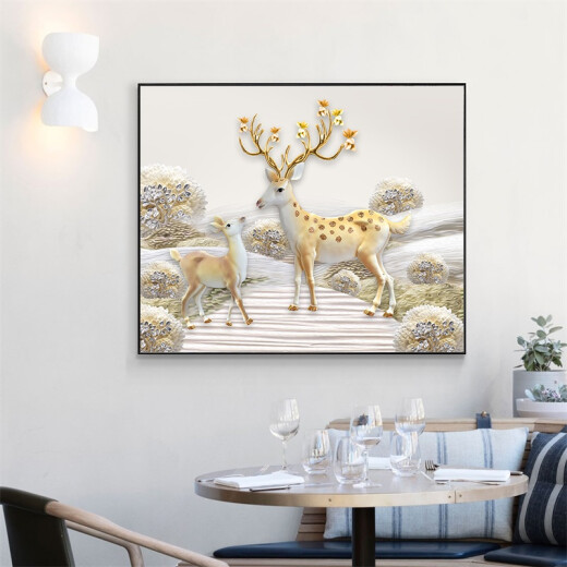 Quanyue (QUANYUE) electric meter box decorative painting distribution box push-pull blocking mural living room hotel hanging painting fortune deer right push type 40*50cm