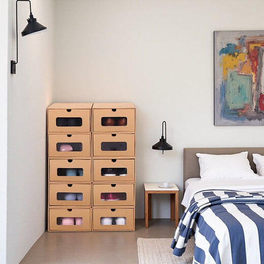 Sanqihu Shoe Box Storage Box Drawer-type Kraft Paper Box Carton Dust-proof Dormitory Thickened Transparent Empty Box Short Boots to Save Space Hardened Unisex 4 Pieces Best-Selling Within 46 Sizes