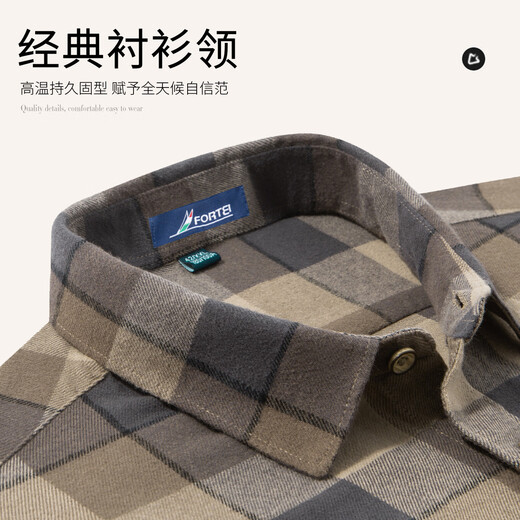 Rich collar 100% cotton thickened brushed spring men's shirt men's long-sleeved warm plaid simple men's shirt men