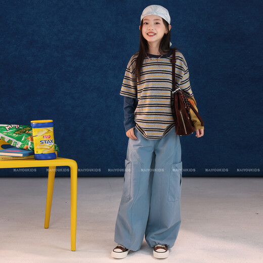 NAIYOUKIDS Renaissance Cream Kids Children's Clothing Girls 2026 New Spring Striped Shirt Children's Casual Tops