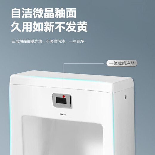 法恩莎（FAENZA） 智能感应壁挂式小便器防溅挂墙式小便池男士暗装自动冲水小便斗 6630N挂墙式顶进墙排+接电感应器