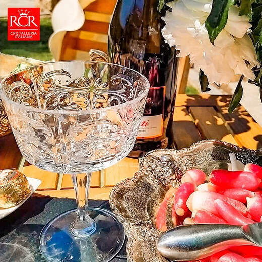 RCR Italian Whiskey Cup, Spirit Cup, European-style Engraved Wine Cup, Household Liquor Cup, Crystal Glass Cup (Packed) (Totem Style) Tall Water Cup 368ml 2 pieces