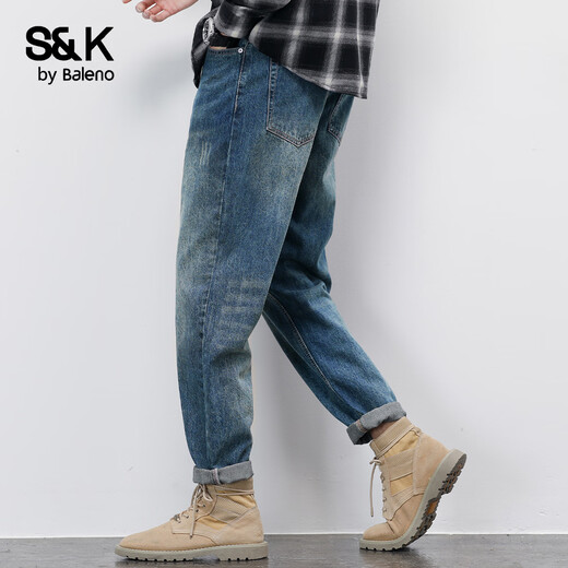Baleno S&K series American trendy brand retro jeans autumn and winter new casual versatile slim men's trousers
