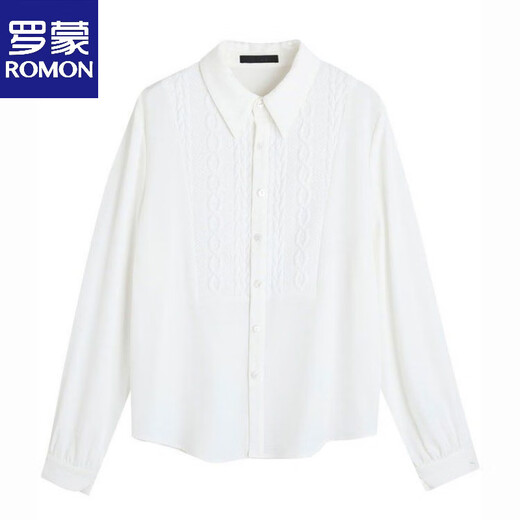 ROMON shirt women's long-sleeved 2026 new spring and autumn high-end white shirt design niche versatile bottoming shirt top white standard size available in stock S recommended 80-90 Jin Jin equals 0.5 kg to wear
