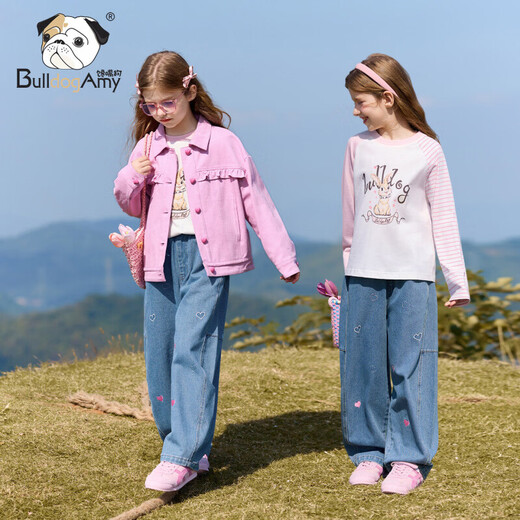 CHANZUIGOU children's clothing girls' gentle bunny print long-sleeved T-shirt 2026 spring new style round neck top for women