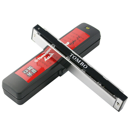 Tombo (Tombo) Japonais Cherry Pure Tone Pure Harmonica for Beginners 'Introduction to Advanced Teaching Advanced Performance Polonica Performance 6624p à 24 trous - Sac de carte Tombo