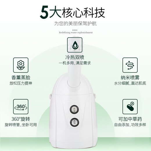 Golden rice facial steamer beauty instrument hydrating sprayer hot and cold double spray household facial steamer facial traditional Chinese medicine hot spray hydrating nano atomization sprayer cold spray machine facial gift for girls hot and cold three spray facial steamer white