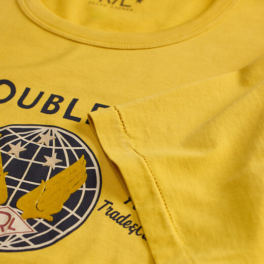 RRL Men's Spring 26 Garment Dyed Cotton Jersey Graphic T-Shirt RL95795 700-Vintage Yellow M