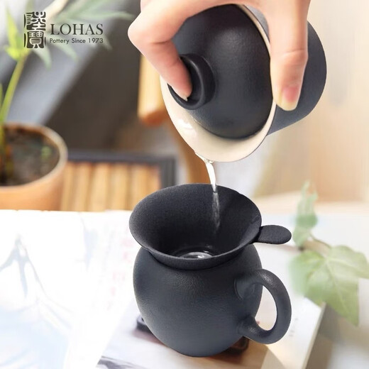 Lubao ceramic tea set tea filter set tea drain filter tea drain holder tea set tea mat accessories 304 stainless steel filter Ru kiln tea filter